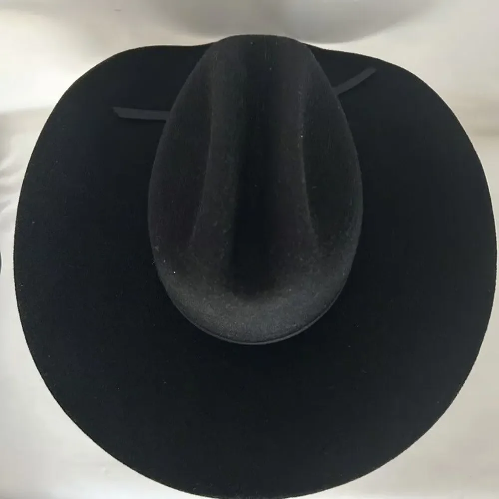 Resistol Western Cowboy Hat Youth One Size Black 100% Wool Felt Cattleman Crease